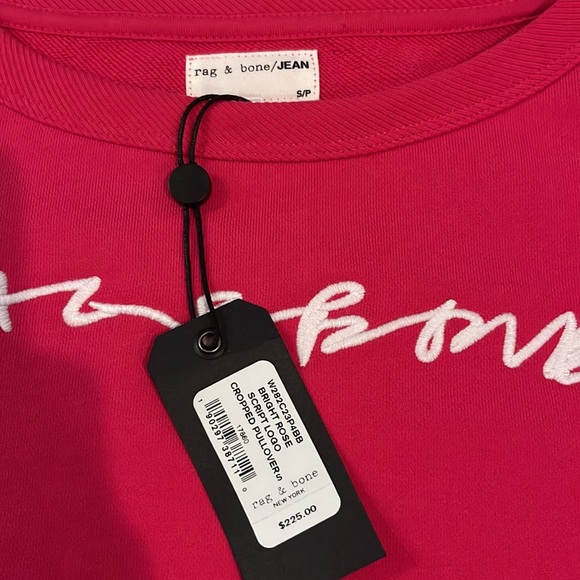 NWT rag and bone bright rose script logo cropped pullover - Picture 3 of 6